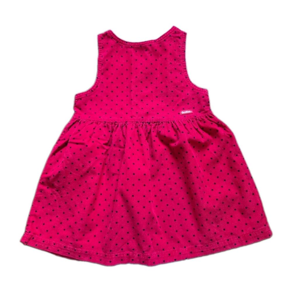 VTG 90s OshKosh B'Gosh Red Corduroy Jumper Dress Polka Dot Girls Sz 5 USA